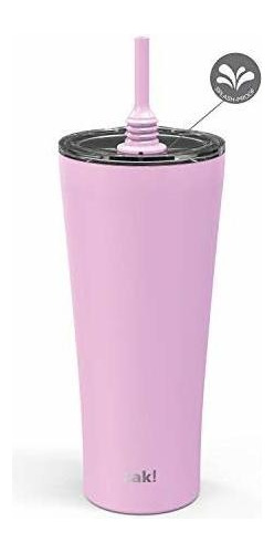 Vaso Termico Rosa Silicona 880ml Con Popote