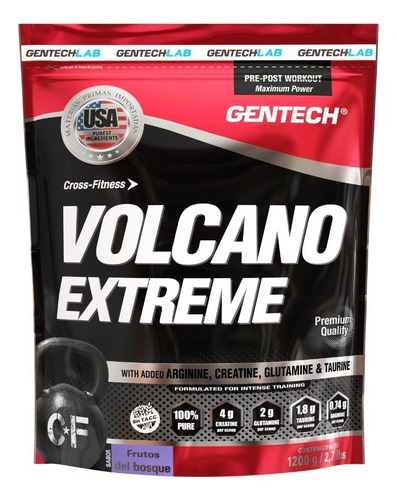 Suplemento En Polvo Gentech Volcano Extreme Proteínas Sabor Frutos Del Bosque