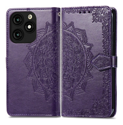 Funda De Teléfono De Cuero Con Flor De Mandala Para Tecno