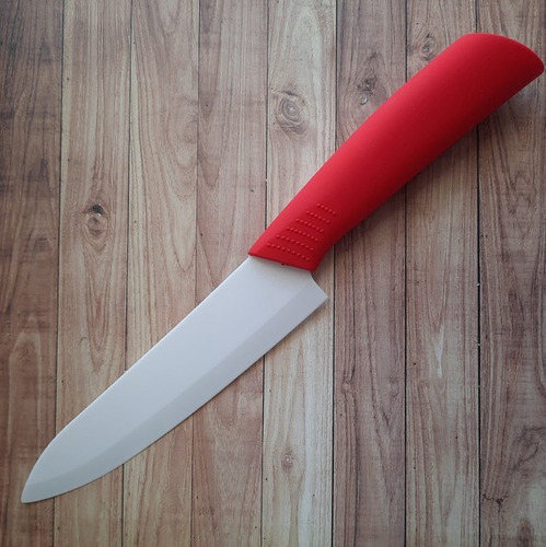 Imagen 2 de 5 de Cuchillo De Cerámica Mango Silicona 27cm