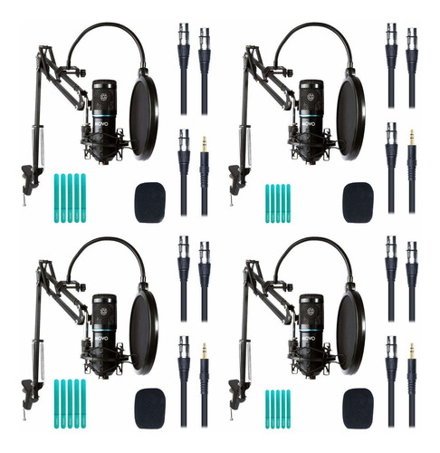 Movo 4 Equipo Podcast Microfono Condensador Xlr Universal 