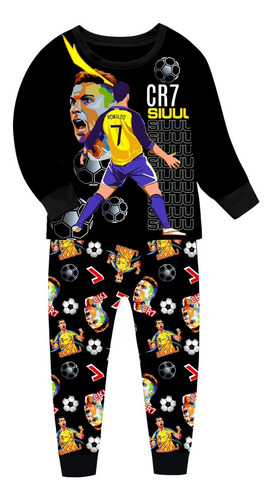 Pijama Suave De Manga Larga Con Estampado Cr7 Para Niños