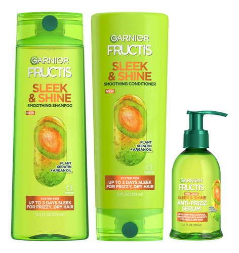 Garnier Champú Fructis Sleek &amp; Shine, Acondicionador Y.