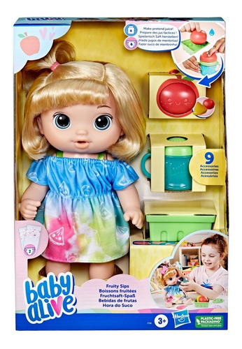 Baby Alive Muñeca Bebidas De Frutas Fruity Sips Rubia