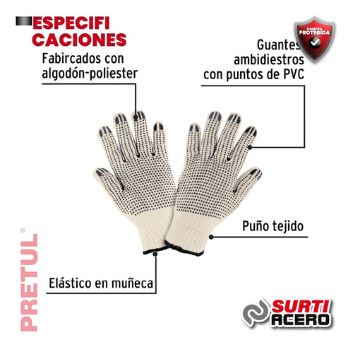 Guantes De Algodón Con Puntos De Pvc Pre