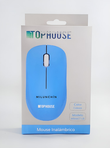 Mouse Inalambrico Optico 8mts 2.4ghz 1200dpi Top House Color Celeste