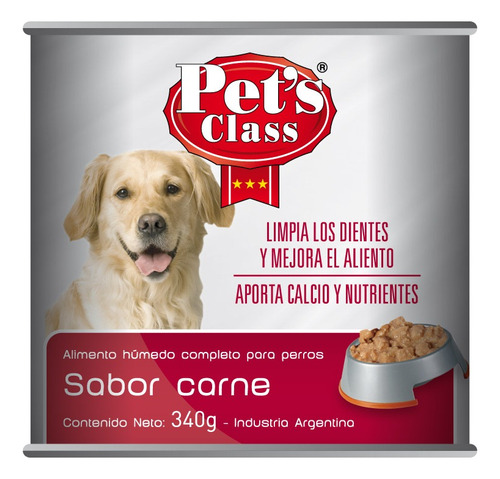 Alimento Humedo Perro Adulto Sabor Carne 340 Gr Pet's Class