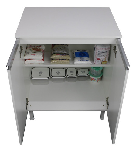 Armario Balcão Cozinha 70cm Mdf 2 Portas Tampo + Prateleira