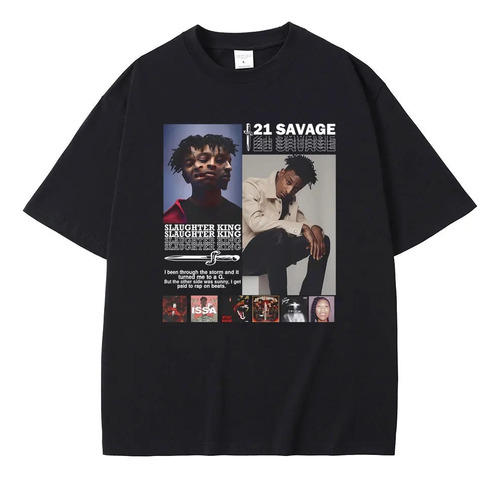 Camiseta De Algodón Estampada Del Rapero 21 Savage