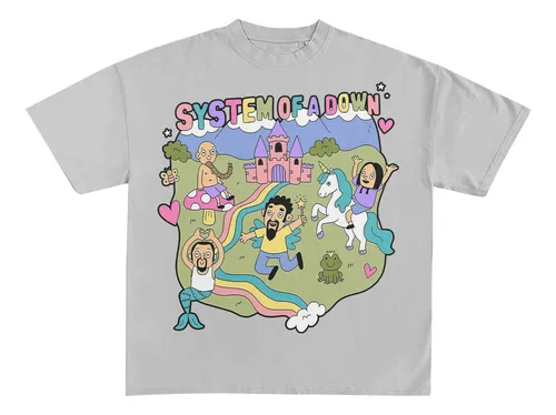 Camiseta Unisex System Of A Down Unicornio Estampado Vintage