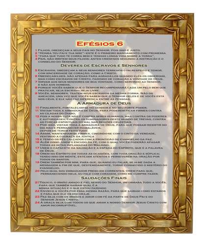 Quadro Oração Da Armadura De Deus, Mod.01, 30x25cm. Angelus Dourado