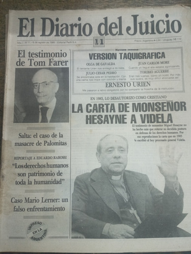 El Diario Del Juicio Nº 11 * Agosto 1985 * Perfil *