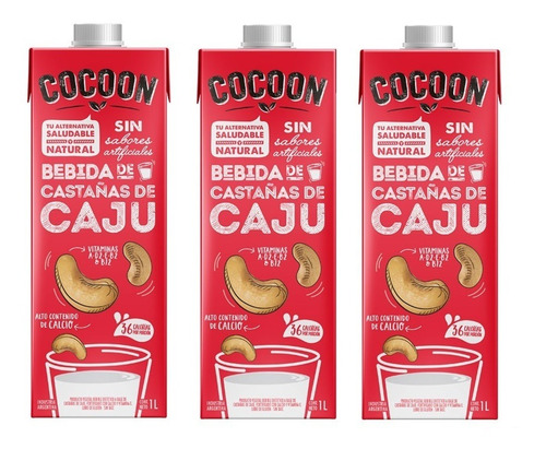 3 X Leche De Almendras Sabor Vainilla Sin Azucar Cocoon - Dw