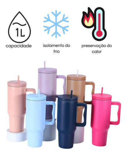 Vaso Térmico Grande De Acero Inoxidable De 1000 Ml Y 1 Litro