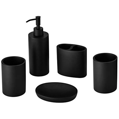 Set De Accesorios De Baño De Resina Negro, Set De Acce...