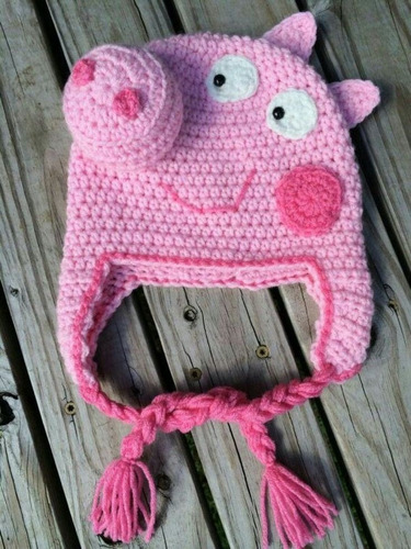 Gorro Peppa Pig Tejido Crochet 