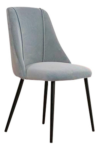 Silla De Comedor Metal Pana Tapizada Nórdica - Tess Asiento Gris Claro