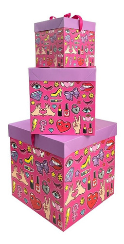 Pack 12 Cajas De Regalo Sorpresa Plegable 15cm Diseño Niñas