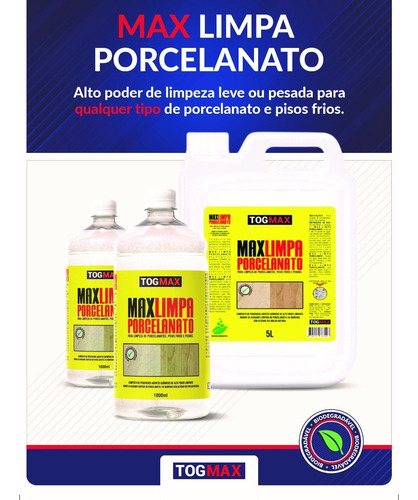Limpa Pisos Concentrado Porcelanato 5 Litro Togmax Pós Obra
