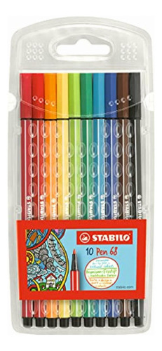 Stabilo Pen 68 Portafolios De 10 Unidades, Colores Surtidos