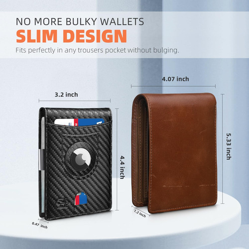 Zitahli Airtag-wallet-mens-slim-rfid Blocking Wallet Cuero C