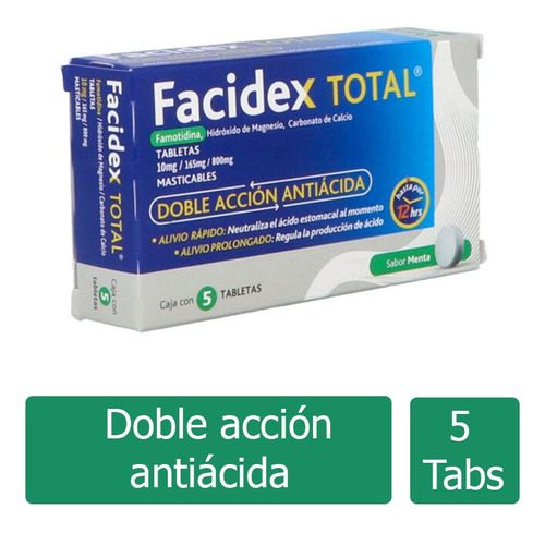 Facidex Total 10 Mg/165 Mg/800 Mg Sabor Menta Caja Con 5 Tab