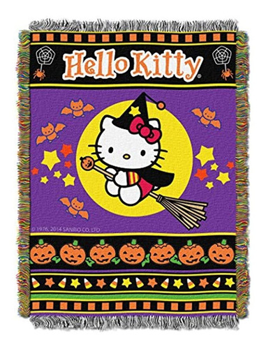 Sanrio Hello Kitty,  Witchy Kitty  Manta Tejida Tipo Tapiz,