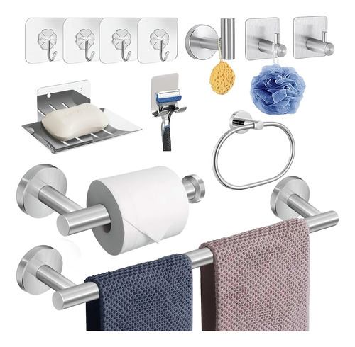 Set De Accesorios De Baño Toalleros Acero Inoxidable 12pcs