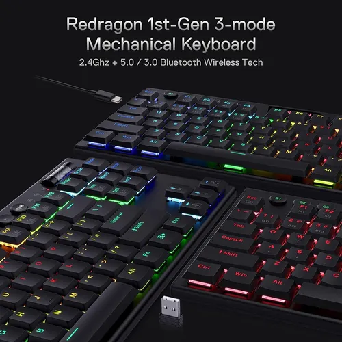 Redragon K621 Horus Tkl Teclado Mecánico Inalámbrico Rgb,...