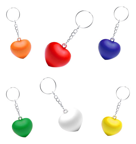 Pack X 12 Llaveros Antiestress Con Forma De Corazón Colores.