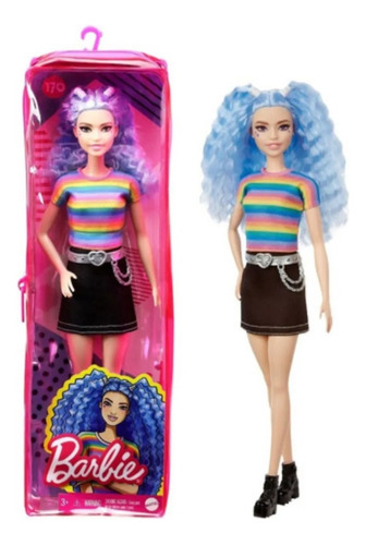 Boneca Barbie Fashionista 170 Cabelo Crespo Azul