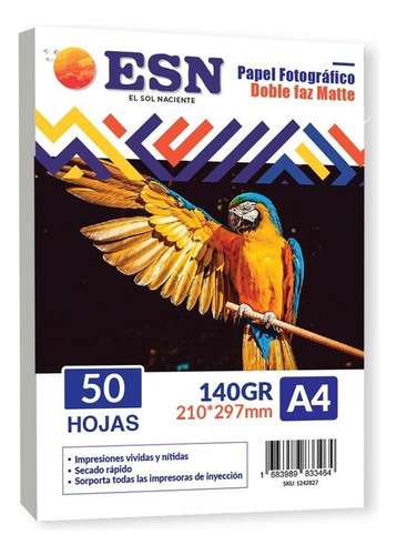 Papel Fotográfico Doble Faz Matte A4 140gr 50hjs Esn