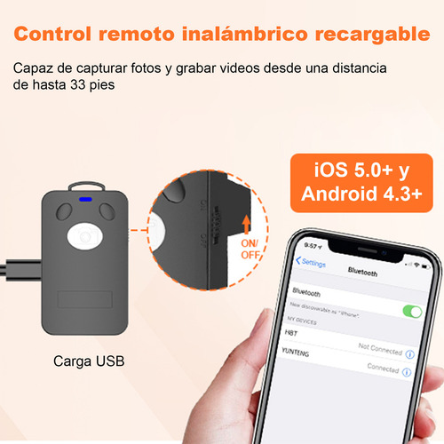 Toneof 170cm Tripié Para Celular Y Cámara, Palo Selfies Soporte con Control Remoto