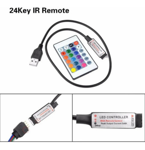 Imagen 2 de 10 de Luces Led 1 Metro Tv/pc + Control Remoto