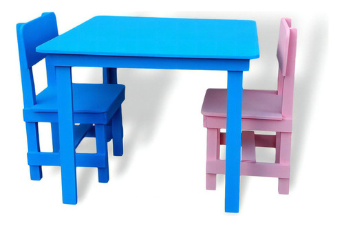 Mesinha Infantil Com 2 Cadeiras Cantos E Bordas Arredondadas Cor Azul E rOSA