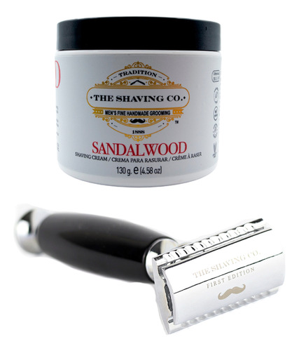 The Shaving Co Kit Crema De Afeitar Sandalo Rastrillo Negro