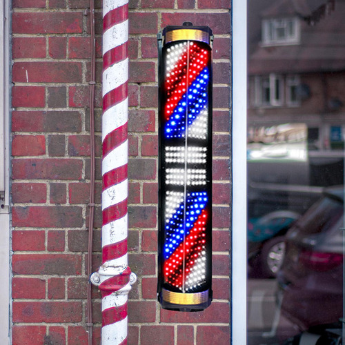 Barbearia Open Sign Stripes À Prova De Chuva Vermelho