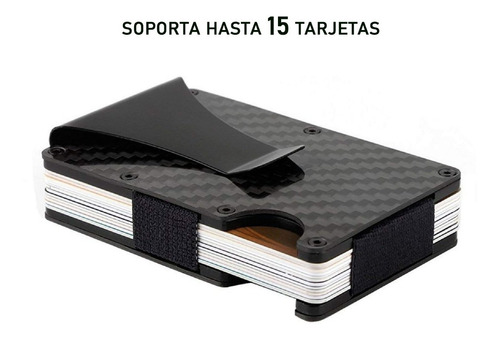 Billetera Slim Aluminio Clip Tarjetero Carbono Elastico
