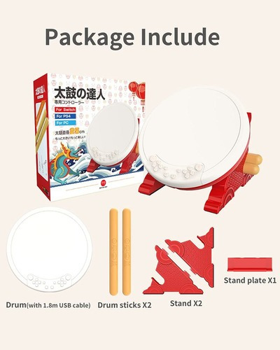 Taiko Drum Tambor Controle Para Nintendo Switch Ps4 E Pc