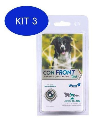 Kit 3 Con Front Plus Cães De 20 A 40kg Com 1 Pipeta 2,68ml