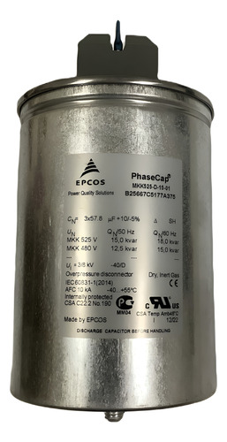 Capacitor Trifásico 15kvar 480v 3x58uf Epcos Mkk525-d-15-01