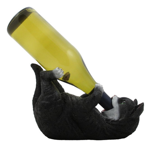 Juguetón Negro Y Blanco Vino De Gatos Botella Escultura Sopo