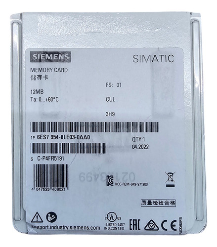 Memory Card 12mb 6es7954-8le03-0aa0 Plc Step 7