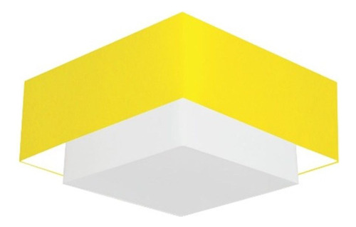 Plafon Para Sala Quadrado Sl-3018 Cúpula Cor Amarelo Branco