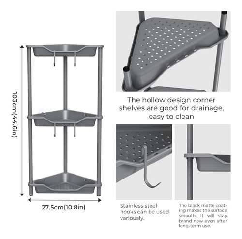 Odesign 3 Tier Floor Standing Corner Shower Caddy Organizer