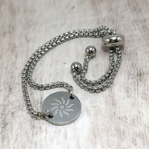 Imagen 4 de 6 de Pulsera De Acero Dije Sol