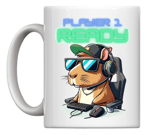 Remera Gamer Never Out Games + Taza Player 1 Ready