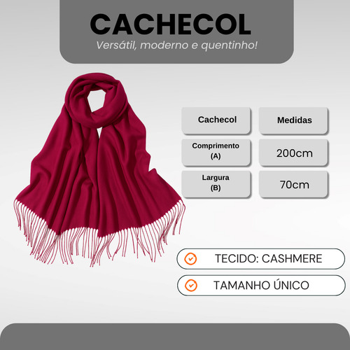 Cachecol Elegante Adulto Com Franjas Macio E Confortável