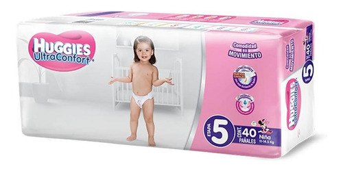 Caja Pañales Huggies Ultra Confort 5 Etapa Niña 5 Paq 40 Pzs