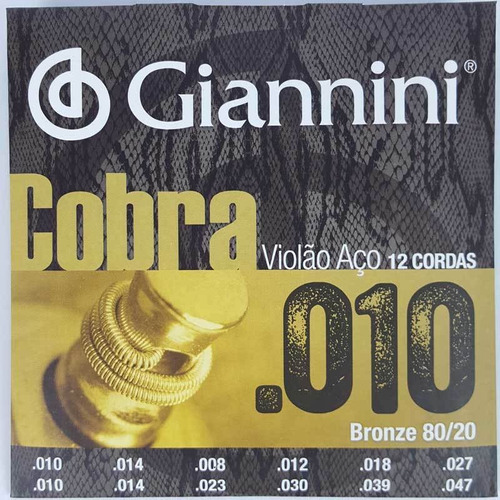 Cordas Bronze Violao 12 Cordas Light 0.010 Ca82l1ca82l12